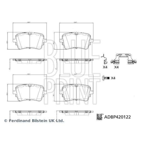 Bremsbelagsatz, Scheibenbremse BLUE PRINT ADBP420122 f&uuml;r AUDI, Hinterachse