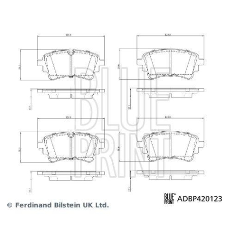 Bremsbelagsatz, Scheibenbremse BLUE PRINT ADBP420123 f&uuml;r AUDI, Hinterachse