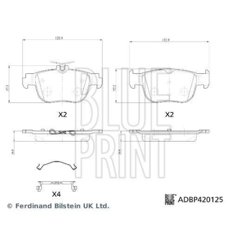 Bremsbelagsatz, Scheibenbremse BLUE PRINT ADBP420125 f&uuml;r AUDI FORD SEAT SKODA VW