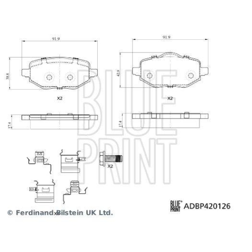Bremsbelagsatz, Scheibenbremse BLUE PRINT ADBP420126 f&uuml;r CITRO&Euml;N FIAT LANCIA DS