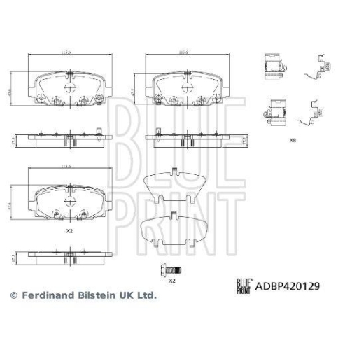 Bremsbelagsatz, Scheibenbremse BLUE PRINT ADBP420129 f&uuml;r JEEP, Hinterachse