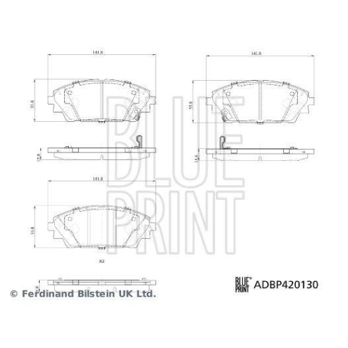 Bremsbelagsatz, Scheibenbremse BLUE PRINT ADBP420130 f&uuml;r MAZDA, Vorderachse