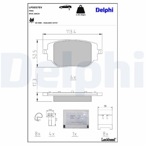 DELPHI LP5057EV Bremsbelagsatz, Scheibenbremse f&uuml;r CITRO&Euml;N OPEL PEUGEOT TOYOTA