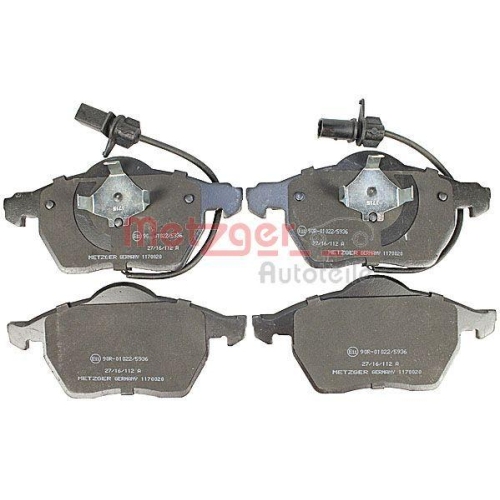 Bremsbelagsatz, Scheibenbremse METZGER 1170020 f&uuml;r VAG, Vorderachse