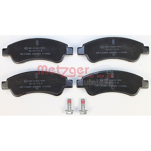 Bremsbelagsatz, Scheibenbremse METZGER 1170026 GREENPARTS f&uuml;r CITRO&Euml;N PEUGEOT