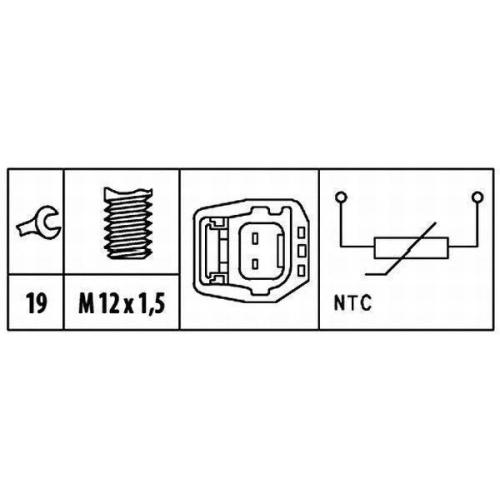 HELLA Sensor, Kühlmitteltemperatur 6PT 009 309-461 für VOLVO, oben, vorne
