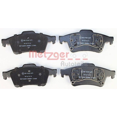 Bremsbelagsatz, Scheibenbremse METZGER 1170080 f&uuml;r NISSAN RENAULT, Hinterachse