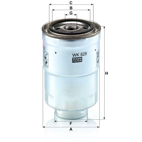 Kraftstofffilter MANN-FILTER WK 828 x f&uuml;r DAIHATSU FORD MAZDA NISSAN TOYOTA VAG