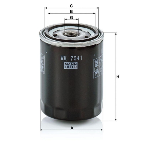 Kraftstofffilter MANN-FILTER WK 7041 f&uuml;r AEBI VOLVO BOMAG KUBOTA MANITOU DIECI