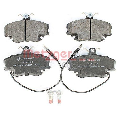 Bremsbelagsatz, Scheibenbremse METZGER 1170009 f&uuml;r PEUGEOT RENAULT, Vorderachse