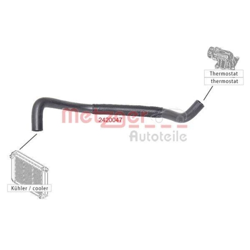 K&uuml;hlerschlauch METZGER 2420047 f&uuml;r FORD, rechts oben