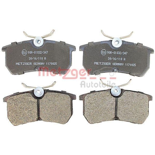 Bremsbelagsatz, Scheibenbremse METZGER 1170025 f&uuml;r FORD, Hinterachse