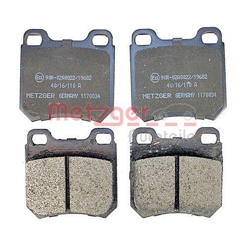 Bremsbelagsatz, Scheibenbremse METZGER 1170034 f&uuml;r OPEL SAAB, Hinterachse