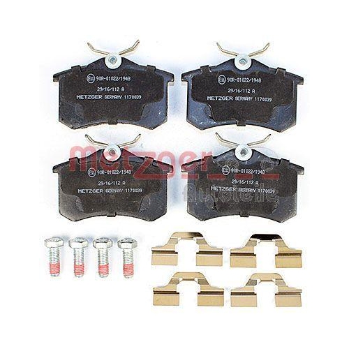Bremsbelagsatz, Scheibenbremse METZGER 1170039 f&uuml;r RENAULT, Hinterachse