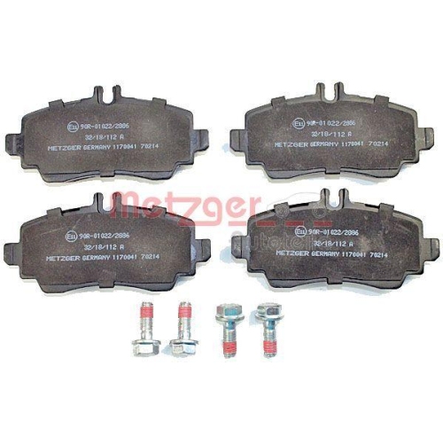 Bremsbelagsatz, Scheibenbremse METZGER 1170041 f&uuml;r MERCEDES-BENZ, Vorderachse