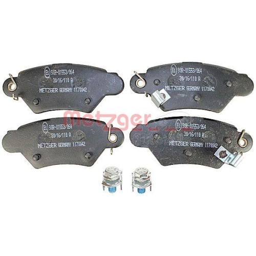 Bremsbelagsatz, Scheibenbremse METZGER 1170042 f&uuml;r OPEL, Hinterachse