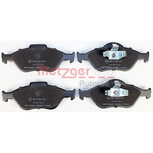 Bremsbelagsatz, Scheibenbremse METZGER 1170045 f&uuml;r FORD MAZDA, Vorderachse