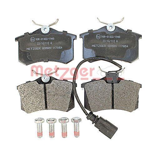 Bremsbelagsatz, Scheibenbremse METZGER 1170054 f&uuml;r FORD VAG, Hinterachse
