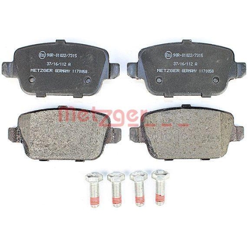 Bremsbelagsatz, Scheibenbremse METZGER 1170058 f&uuml;r FORD VOLVO, Hinterachse