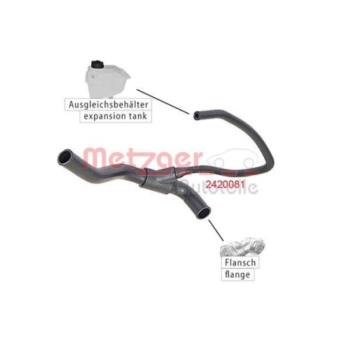 K&uuml;hlerschlauch METZGER 2420081 f&uuml;r FORD, rechts oben