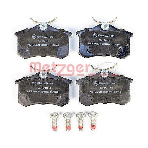 Bremsbelagsatz, Scheibenbremse METZGER 1170060 f&uuml;r CITRO&Euml;N PEUGEOT VAG