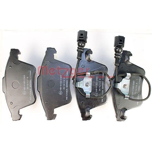 Bremsbelagsatz, Scheibenbremse METZGER 1170068 f&uuml;r VAG, Vorderachse