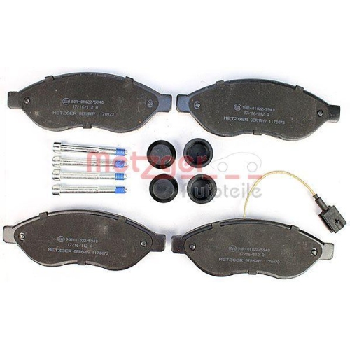 Bremsbelagsatz, Scheibenbremse METZGER 1170073 f&uuml;r CITRO&Euml;N FIAT PEUGEOT
