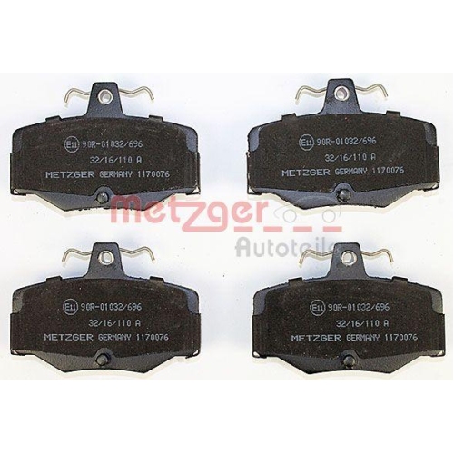 Bremsbelagsatz, Scheibenbremse METZGER 1170076 f&uuml;r NISSAN, Hinterachse