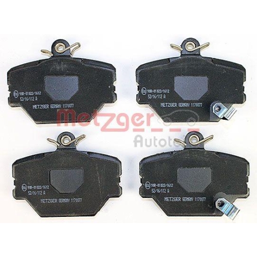 Bremsbelagsatz, Scheibenbremse METZGER 1170077 GREENPARTS f&uuml;r SMART, Vorderachse