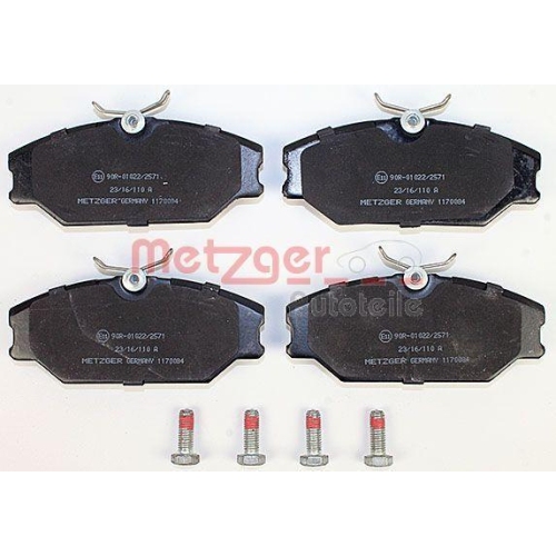 Bremsbelagsatz, Scheibenbremse METZGER 1170084 f&uuml;r RENAULT, Vorderachse