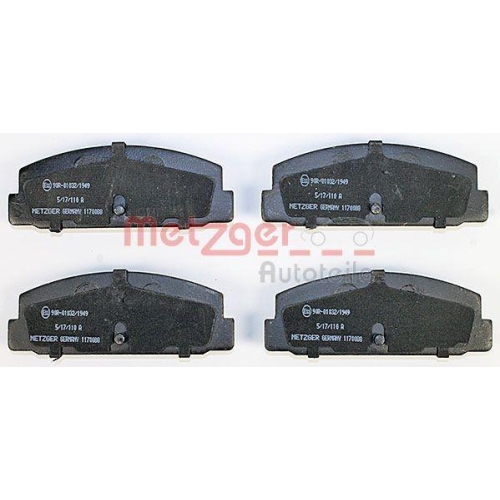 Bremsbelagsatz, Scheibenbremse METZGER 1170088 f&uuml;r MAZDA, Hinterachse