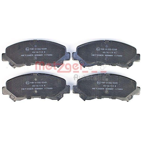 Bremsbelagsatz, Scheibenbremse METZGER 1170093 f&uuml;r NISSAN, Vorderachse