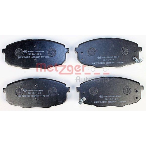 Bremsbelagsatz, Scheibenbremse METZGER 1170097 f&uuml;r HYUNDAI KIA, Vorderachse