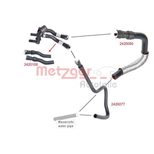 K&uuml;hlerschlauch METZGER 2420108 f&uuml;r FORD, f&uuml;r Fahrzeuge mit Klimaanlage
