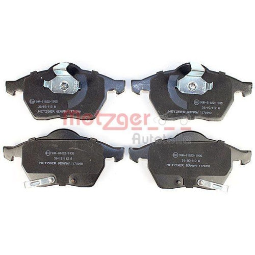 Bremsbelagsatz, Scheibenbremse METZGER 1170098 f&uuml;r OPEL SAAB, Vorderachse