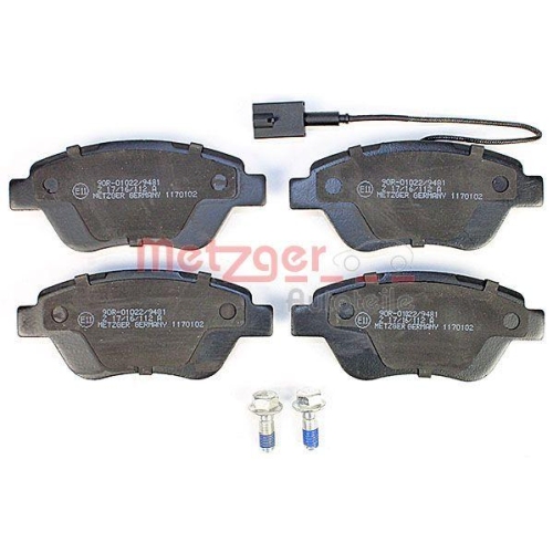 Bremsbelagsatz, Scheibenbremse METZGER 1170102 f&uuml;r FIAT, Vorderachse
