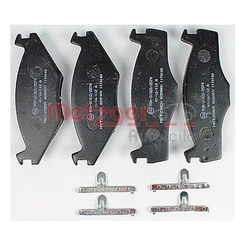 Bremsbelagsatz, Scheibenbremse METZGER 1170103 f&uuml;r VAG, Vorderachse