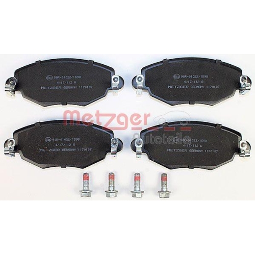 Bremsbelagsatz, Scheibenbremse METZGER 1170107 f&uuml;r FORD JAGUAR, Vorderachse