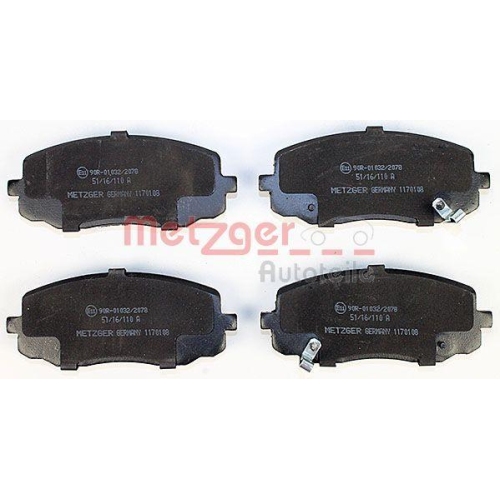 Bremsbelagsatz, Scheibenbremse METZGER 1170108 f&uuml;r KIA, Vorderachse