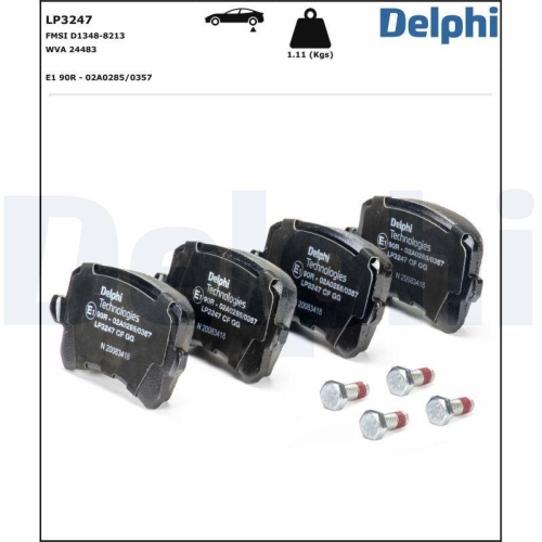 DELPHI LP3247 Bremsbelagsatz, Scheibenbremse f&uuml;r AUDI SEAT SKODA VW VW (FAW)