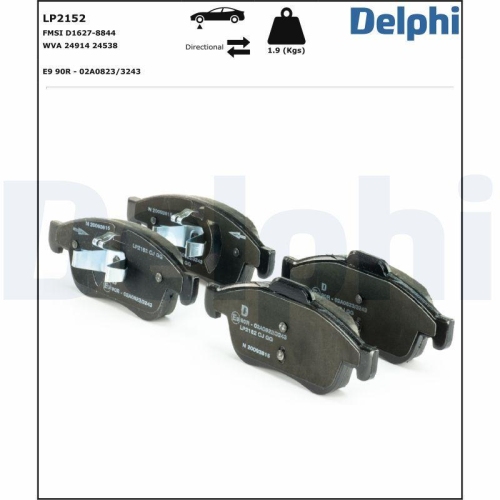 DELPHI LP2152 Bremsbelagsatz, Scheibenbremse f&uuml;r MITSUBISHI NISSAN RENAULT DACIA