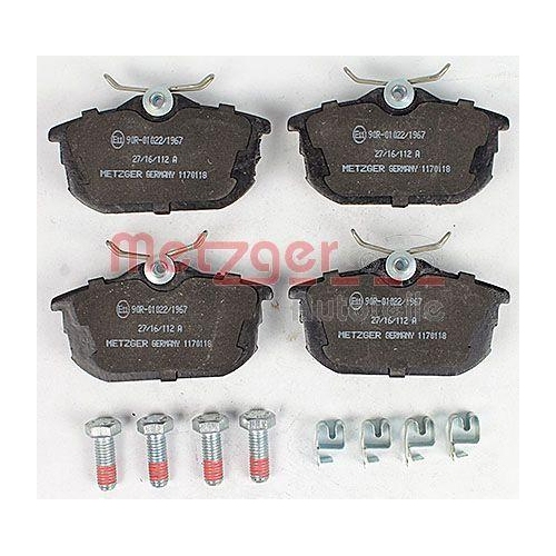 Bremsbelagsatz, Scheibenbremse METZGER 1170118 f&uuml;r MITSUBISHI VOLVO SMART