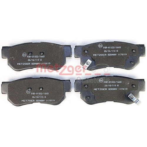 Bremsbelagsatz, Scheibenbremse METZGER 1170119 f&uuml;r HYUNDAI, Hinterachse