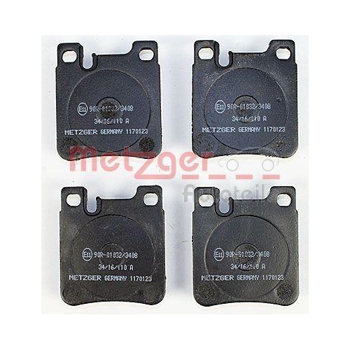 Bremsbelagsatz, Scheibenbremse METZGER 1170123 f&uuml;r MERCEDES-BENZ, Hinterachse