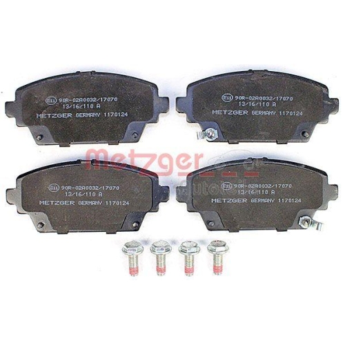 Bremsbelagsatz, Scheibenbremse METZGER 1170124 f&uuml;r HONDA NISSAN, Vorderachse
