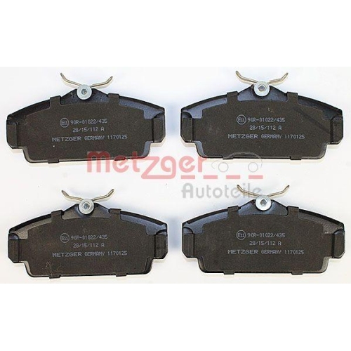 Bremsbelagsatz, Scheibenbremse METZGER 1170125 f&uuml;r NISSAN, Vorderachse