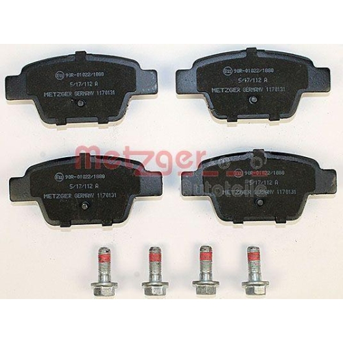 Bremsbelagsatz, Scheibenbremse METZGER 1170131 f&uuml;r FIAT, Hinterachse