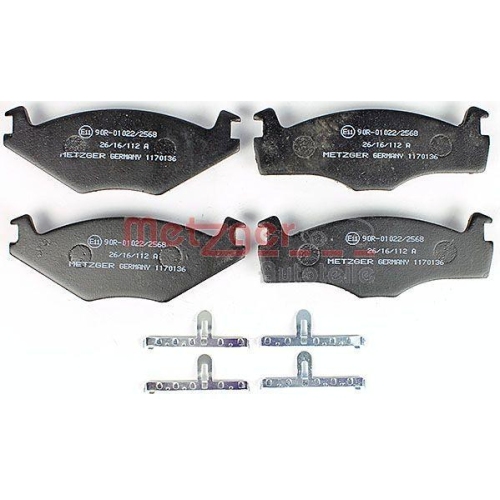 Bremsbelagsatz, Scheibenbremse METZGER 1170136 f&uuml;r VAG, Vorderachse