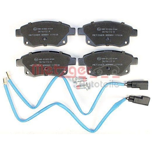 Bremsbelagsatz, Scheibenbremse METZGER 1170138 f&uuml;r FORD, Hinterachse