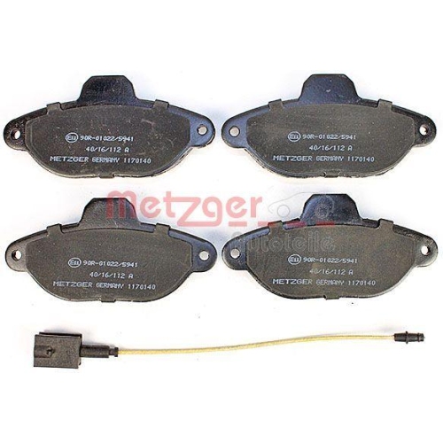 Bremsbelagsatz, Scheibenbremse METZGER 1170140 f&uuml;r FIAT FORD, Vorderachse